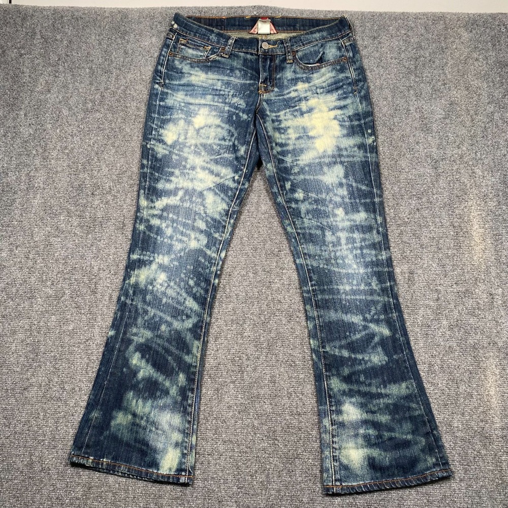 Lucky Brand Women's Boot Cut Button Front Jeans 4/27 A (30x28) Bleached Distress